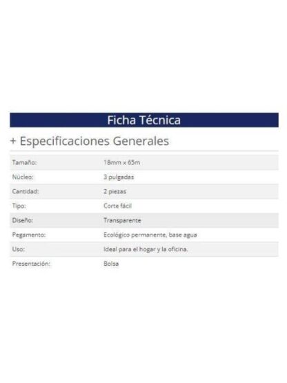 CINTA ADHESIVA NEXTEP NE607S CORTE FACIL 18MM X 65 MM MTS CON 2 PIEZAS - Image 2