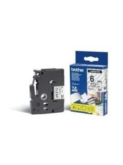 CINTA BROTHER ECOLOGICA TZE111 NEGRO SOBRE TRANSPARENTE 6MM X 8M
