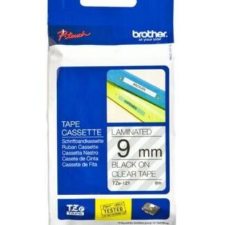 CINTA BROTHER TZE121 NEGRO SOBRE CLARO 9MM X 8M