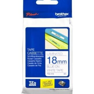 CINTA BROTHER TZE243 AZUL EN BLANCO 18MM X 8M