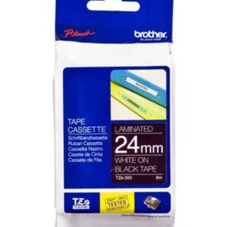 CINTA BROTHER TZE355 BLANCO SOBRE NEGRO 24MM X 8M