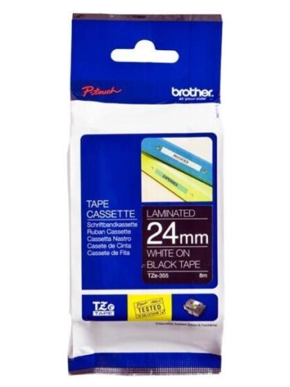 CINTA BROTHER TZE355 BLANCO SOBRE NEGRO 24MM X 8M