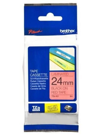CINTA BROTHER TZE451 NEGRO SOBRE ROJO 24MM X 8M