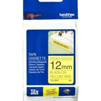 CINTA BROTHER TZES631 NEGRO SOBRE AMARILLO 12MM X 8M