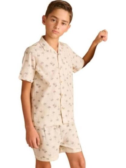 CONJUNTO DE LINO ESTAMPADO MARFIL NEXT CO