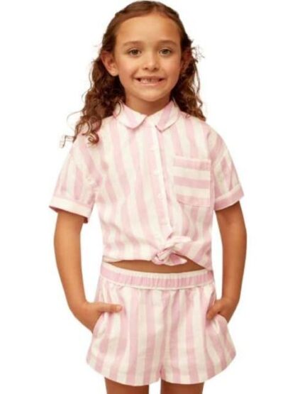 CONJUNTO DE LINO TOP Y SHORT ROSA HOLLY LAND KIDS
