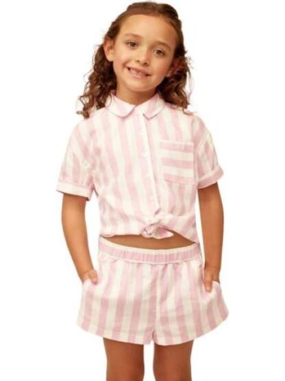 CONJUNTO DE LINO TOP Y SHORT ROSA HOLLY LAND KIDS - Image 3