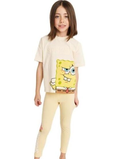 CONJUNTO TRAJE CONJUNTO 2 PZAS PLAYERA Y PANTALON BEIGE BOB ESPONJA - Image 3