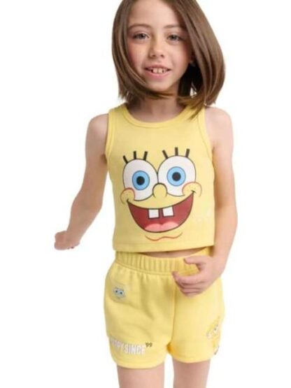 CONJUNTO TRAJE CONJUNTO 2 PZAS PLAYERA Y SHORT AMARILLO BOB ESPONJA - Image 4
