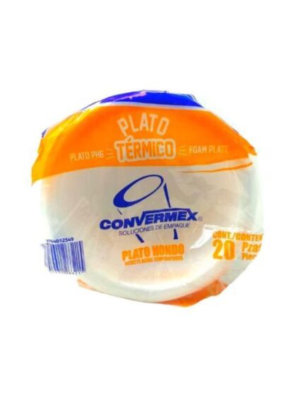 CONVERMEX PLATO TERMICO PH6 HONDO BLANCO 20 PZ