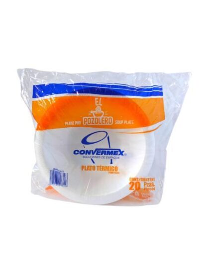 CONVERMEX PLATO TERMICO PH8 HONDO BLANCO 20 PZ