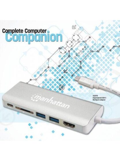 MANHATTAN HUB USB 3.1 MACHO - 2X USB A 1X UBS C 1X HDMI HEMBRA 40000 MBIT-S PLATA - Image 3