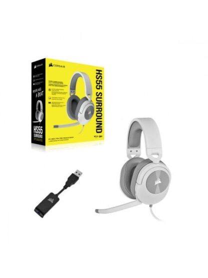 CORSAIR AUDIFONOS GAMER HS55 SURROUND 7.1 ALAMBRICO 1.8 METROS 3.5MM-USB BLANCO - Image 5