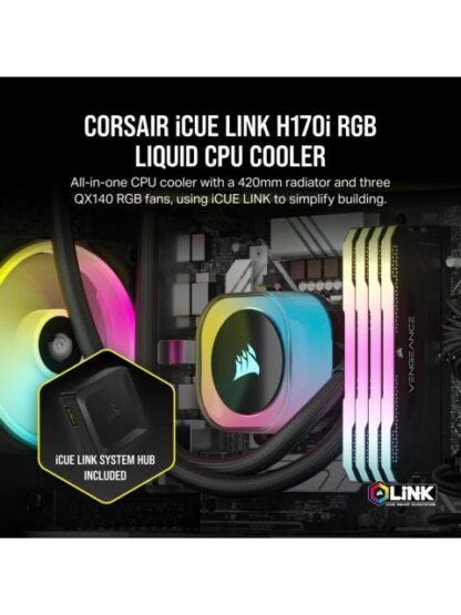 CORSAIR ICUE LINK H170I RGB AIO ENFRIAMIENTO LIQUIDO PARA CPU 3X 140MM HASTA 2000RPM NEGRO - Image 9