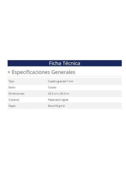 CUADERNO NEXTEP NE008G CUADRO NUMERO 7 TAMANO PROFESIONAL COSIDO CON 100 HOJAS - Image 2