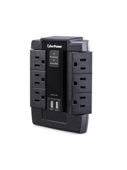 CYBERPOWER SUPRESOR DE PICOS P600WSURC1 6 CONTACTOS 2X USB 1200 JOULES - Image 2