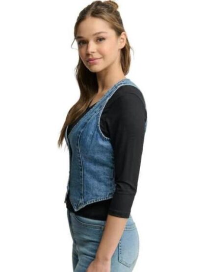 DENIM SIN MANGAS CASUAL ALGODON CORTO    CH ALECO                      DE AZUL HOLLY LAND - Image 2