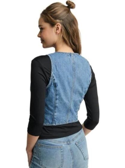 DENIM SIN MANGAS CASUAL ALGODON CORTO    CH ALECO                      DE AZUL HOLLY LAND - Image 3