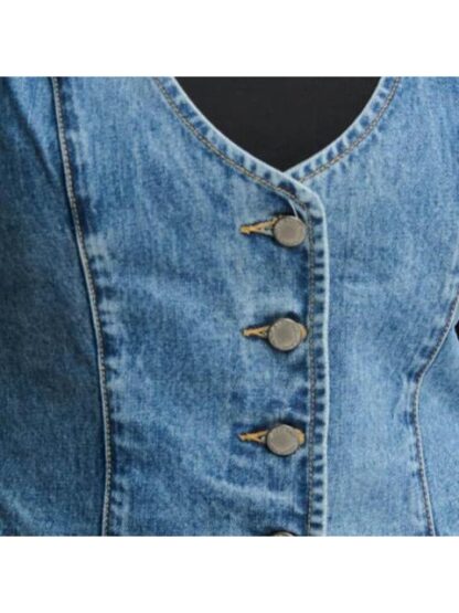 DENIM SIN MANGAS CASUAL ALGODON CORTO    CH ALECO                      DE AZUL HOLLY LAND - Image 6