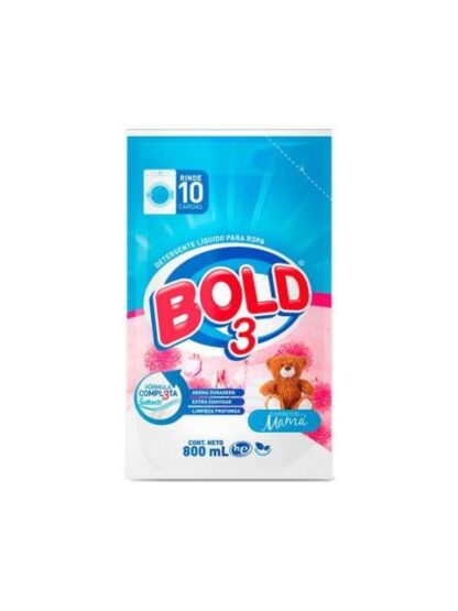 DETERGENTE LIQUIDO BOLD 3 CARIÑITOS 800 ML