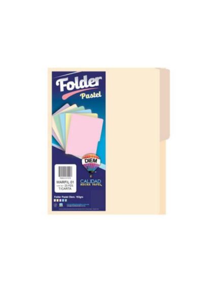 DIEM FOLDER MF01OC100 PAQUETE DE 100 PIEZAS TAMANO OFICIO MARFIL