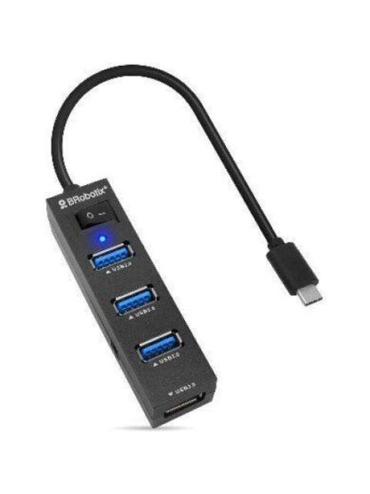 DOCKING STATION BROBOTIX USB-C 4X USB 3.0 SWITCH NEGRO 6001189