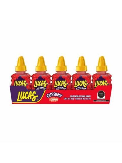 DULCE ACIDITO LUCAS GUSANO CHAMOY PAQUETE CON 10 PIEZAS