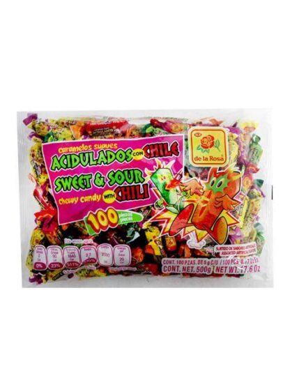 DULCES ACIDITOS CHICLOSOS BOLSA CON 100 PIEZAS