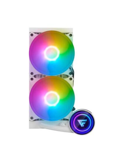 ENFRIAMIENTO LIQUIDO. GAMER FACTOR LQG601. 240MM RGB TDP 250W 2 FAN 120MM 70 CFM BLANCO.
