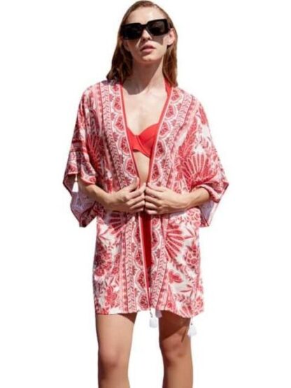 ENSAMBLE DE PLAYA ESTAMPADO ROJO HOLLY LAND