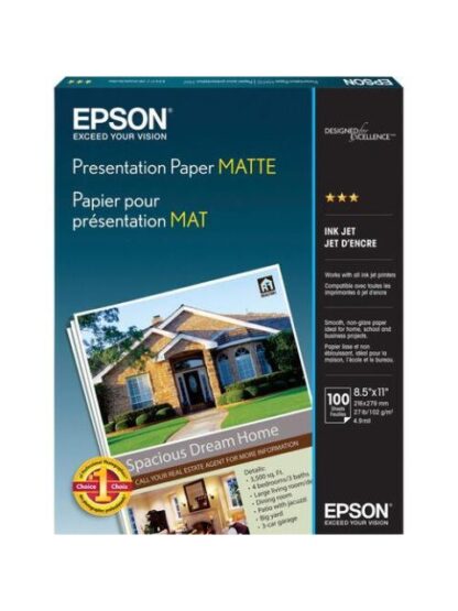 EPSON PAPEL FOTOGRAFICO MATE 102G-M² TAMANO CARTA 100 HOJAS