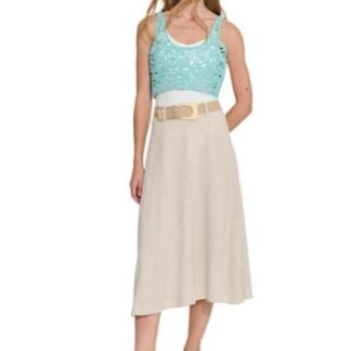 FALDA DE LINO CINTURON DE PAJA BEIGE HOLLY LAND