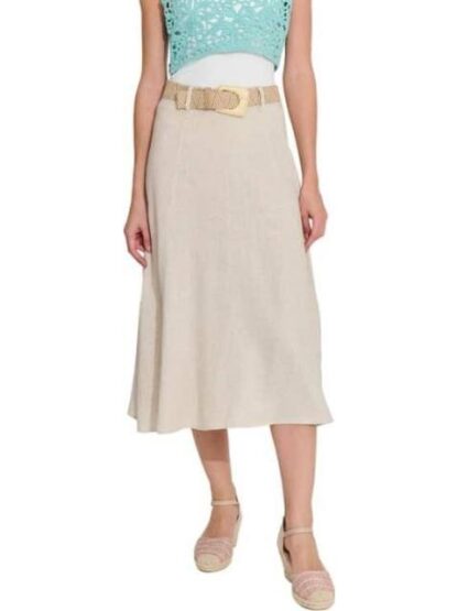 FALDA DE LINO CINTURON DE PAJA BEIGE HOLLY LAND - Image 2