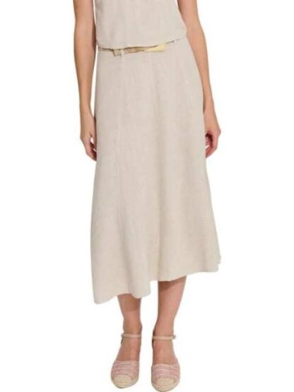 FALDA DE LINO CINTURON DE PAJA BEIGE HOLLY LAND - Image 3