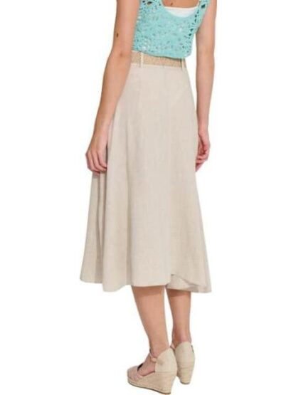 FALDA DE LINO CINTURON DE PAJA BEIGE HOLLY LAND - Image 4