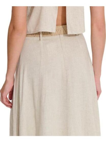 FALDA DE LINO CINTURON DE PAJA BEIGE HOLLY LAND - Image 5