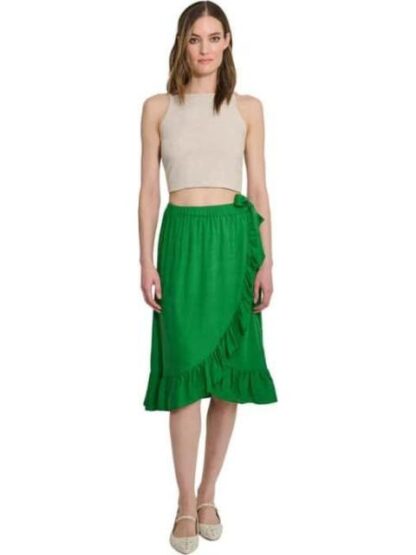 FALDA DE LINO CON VOLANTES VERDE HOLLY LAND