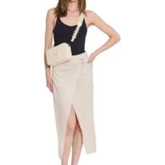 FALDA DE LINO DETALLE METALICO NUDE HOLLY LAND