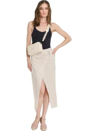 FALDA DE LINO DETALLE METALICO NUDE HOLLY LAND