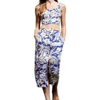 FALDA DE LINO ESTAMPADA AZUL HOLLY LAND