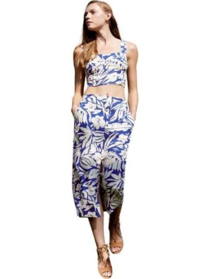 FALDA DE LINO ESTAMPADA AZUL HOLLY LAND
