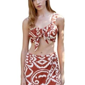 FALDA SHORT DE LINO ROJO LADRILLO HOLLY LAND
