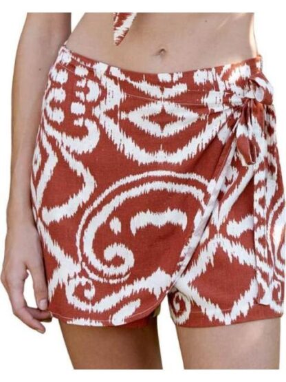 FALDA SHORT DE LINO ROJO LADRILLO HOLLY LAND - Image 2