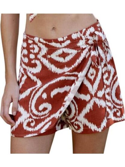 FALDA SHORT DE LINO ROJO LADRILLO HOLLY LAND - Image 3