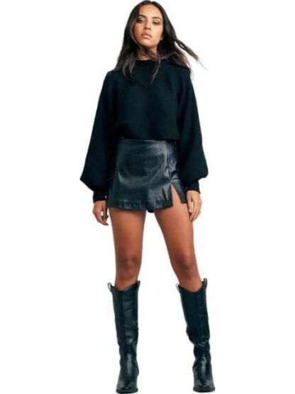 FALDA SHORT EFECTO PIEL NEGRO HOLLY LAND