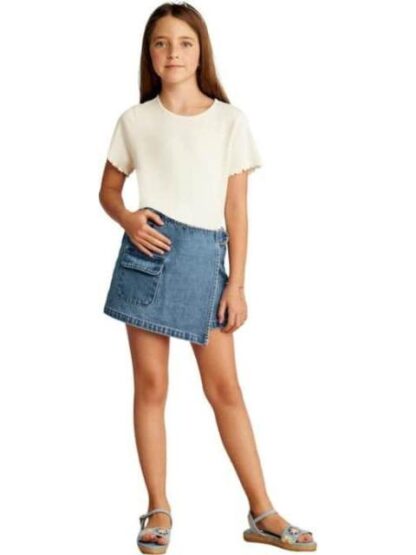 FALDA SHORT MEZCLILLA GRIS HOLLY LAND KIDS
