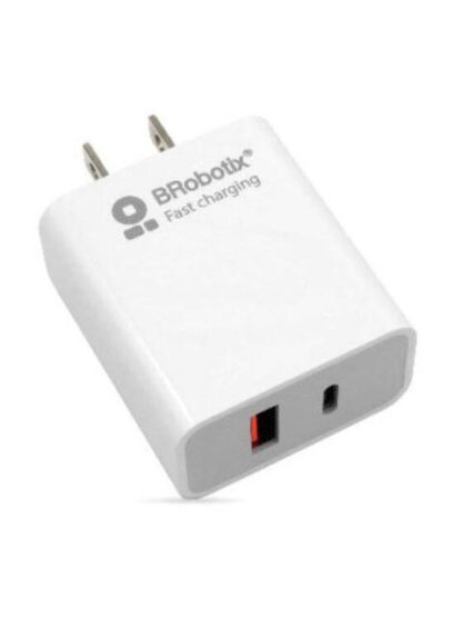 BROBOTIX CARGADOR DE PARED 18W 5V 1X USB-A 3.0 1X USB-C BLANCO