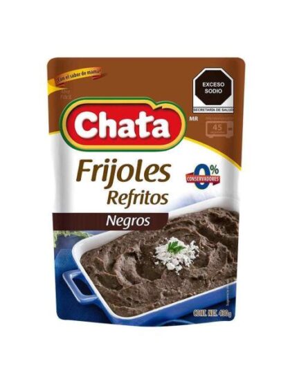 FRIJOLES REFRITOS NEGROS POUCH CHATA 430 GR