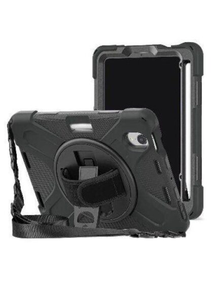 BROBOTIX FUNDA DE USO RUDO CON CORREA Y GIRO 360° PARA IPAD MINI 8.3 6TA GENERACION NEGRO - Image 2