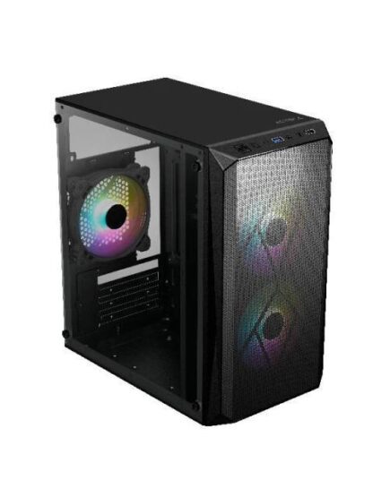 GABINETE ACTECK DOOM GI630 MICRO-TOWER MICRO-ATX-MINI-ITX USB 2.0-3.0 CON FUENTE DE 500W 3 VENTILADORES INSTALADOS NEGRO - Image 2